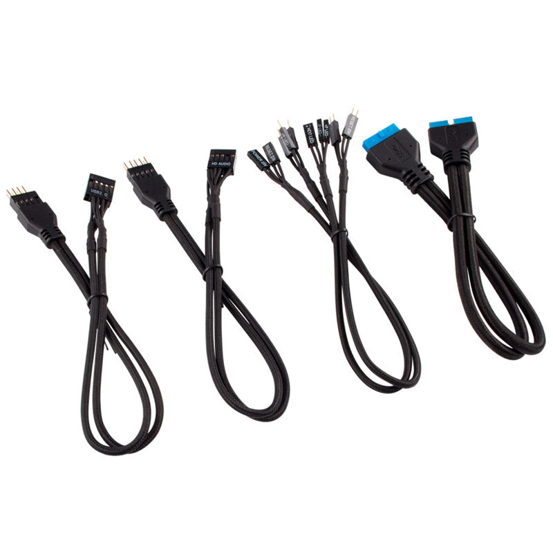 Corsair Premium Sleeved Frontpanel Kabel Verlängerungskit, schwarz