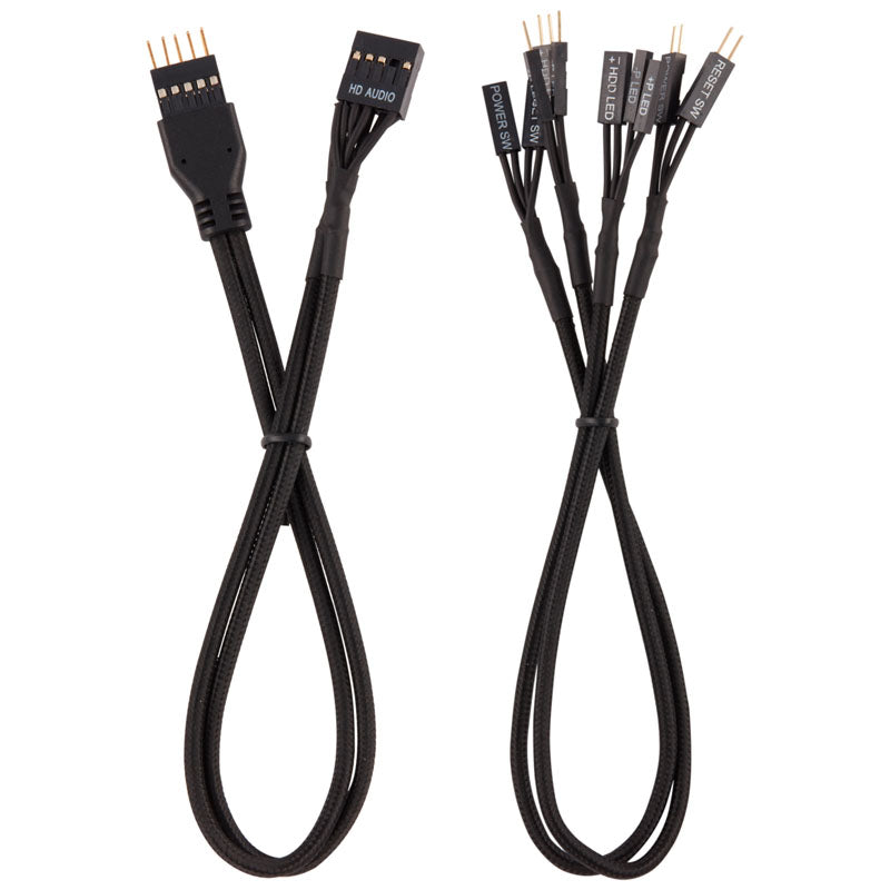 Corsair Premium Sleeved Frontpanel Kabel Verlängerungskit, schwarz