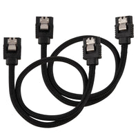 Corsair Premium Sleeved SATA-Kabel, schwarz 30cm - 2er Pack