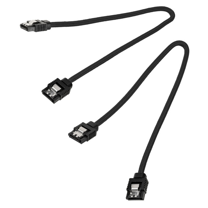Corsair Premium Sleeved SATA-Kabel, schwarz 30cm - 2er Pack