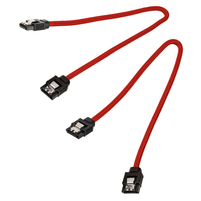 Corsair Premium Sleeved SATA-Kabel, rot 30cm - 2er Pack