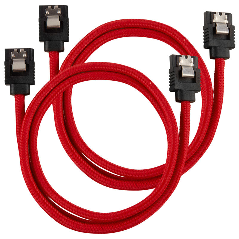 Corsair Premium Sleeved SATA-Kabel, rot 60cm - 2er Pack