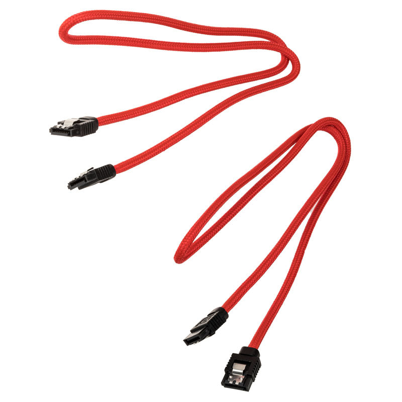 Corsair Premium Sleeved SATA-Kabel, rot 60cm - 2er Pack