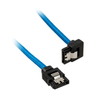Corsair Premium Sleeved SATA-Kabel gewinkelt, blau 60cm - 2er Pack