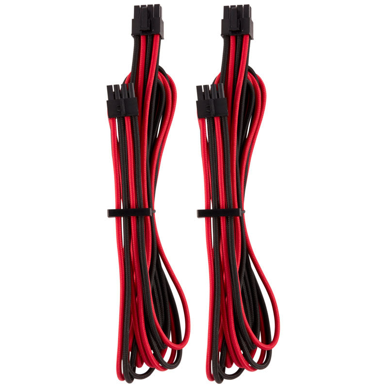 Corsair Premium Sleeved EPS12V ATX12V-Kabel, Doppelpack (Gen 4) - rot/schwarz