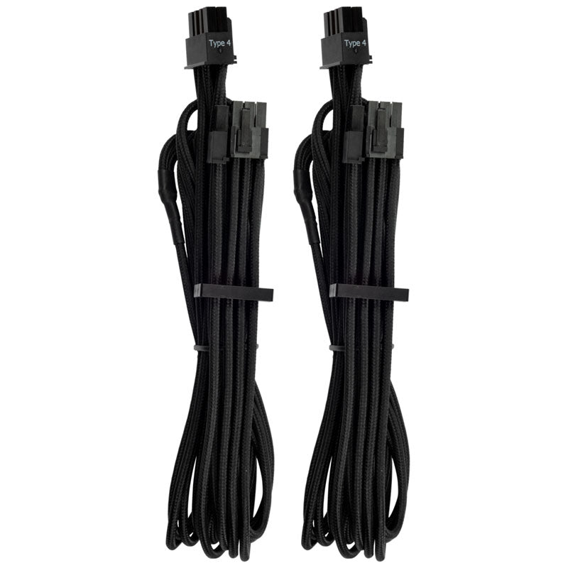 Corsair Premium Sleeved PCIe Single-Kabel, Doppelpack (Gen 4) - schwarz