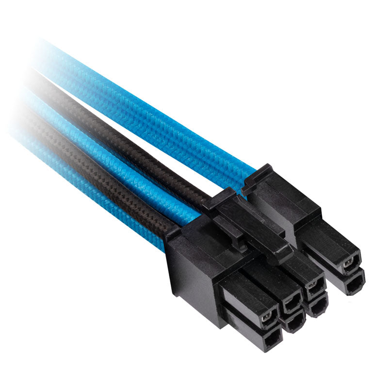 Corsair Premium Sleeved PCIe Single-Kabel, Doppelpack (Gen 4) - blau/schwarz