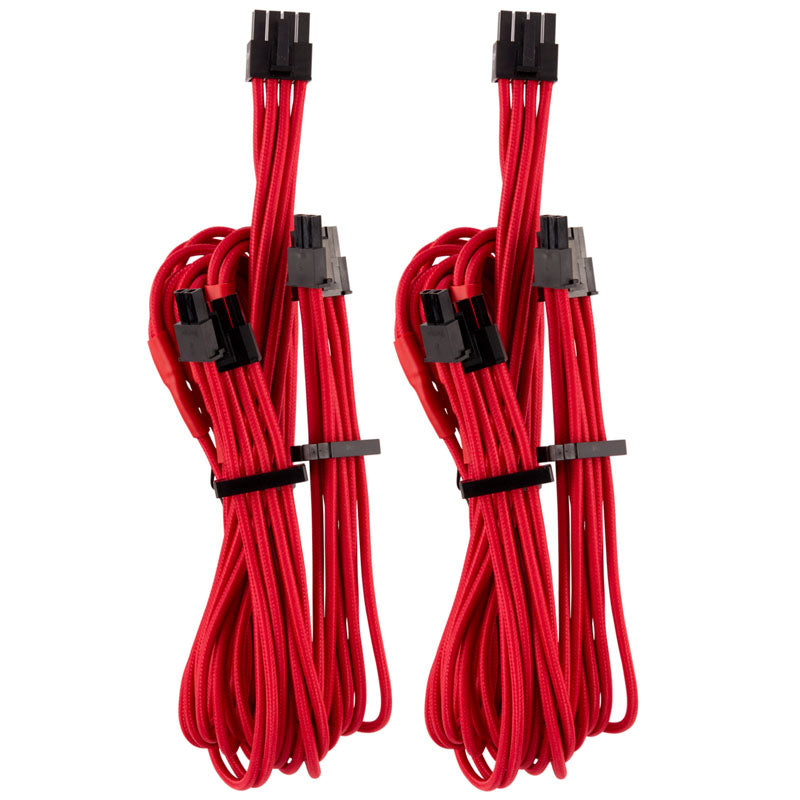 Corsair Premium Sleeved PCIe Dual-Kabel, Doppelpack (Gen 4) - rot