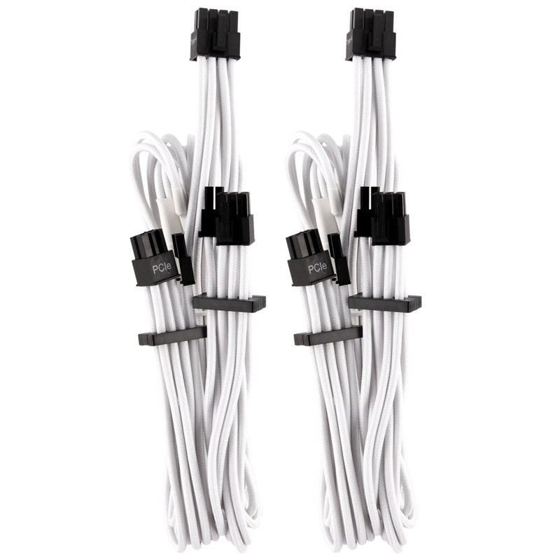 Corsair Premium Sleeved PCIe Dual-Kabel, Doppelpack (Gen 4) - weiß