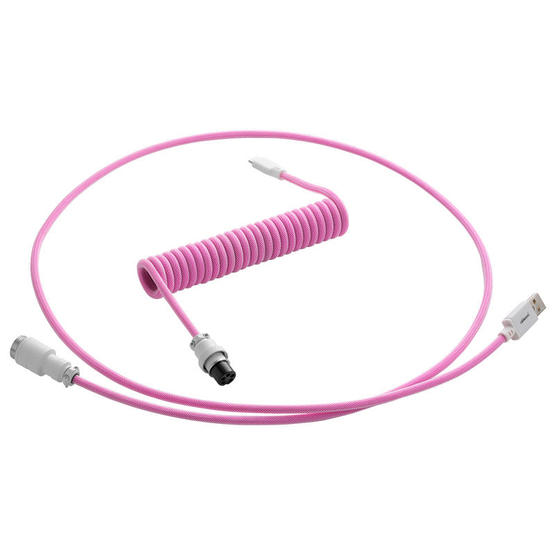 CableMod PRO Coiled Keyboard Cable USB-C zu USB Typ A, Strawberry Cream - 150cm