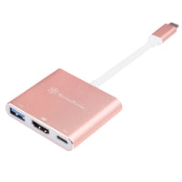 SilverStone SST-EP08P - USB 3.1 Typ-C Adapter auf HDMI/USB Type C/USB Type A - rosa