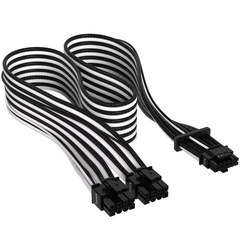 Corsair Premium Sleeved 12+4 Pin PCIe Gen5 12VHPWR 600W - schwarz/weiß
