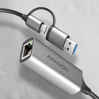 AXAGON ADE-TXCA Gigabit Ethernet  Adapter, USB-C + USB-A - titangrau