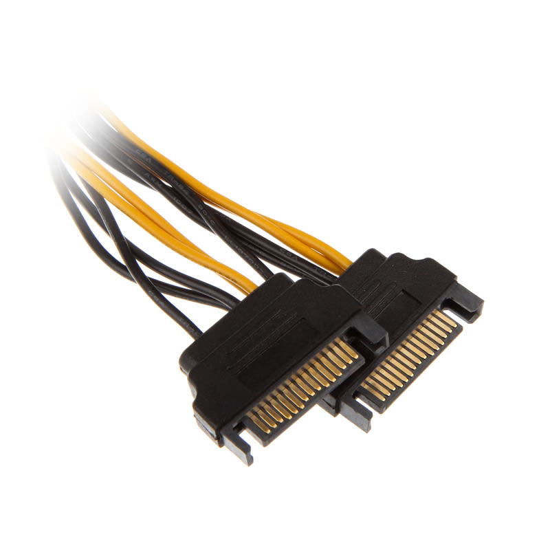 Akasa 2x 15-Pin-SATA auf 1x 6-Pin-PCIe Adapter