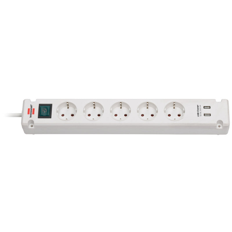 Brennenstuhl Bremounta Steckdosenleiste, 5-fach, USB-Ladefunktion - weiß