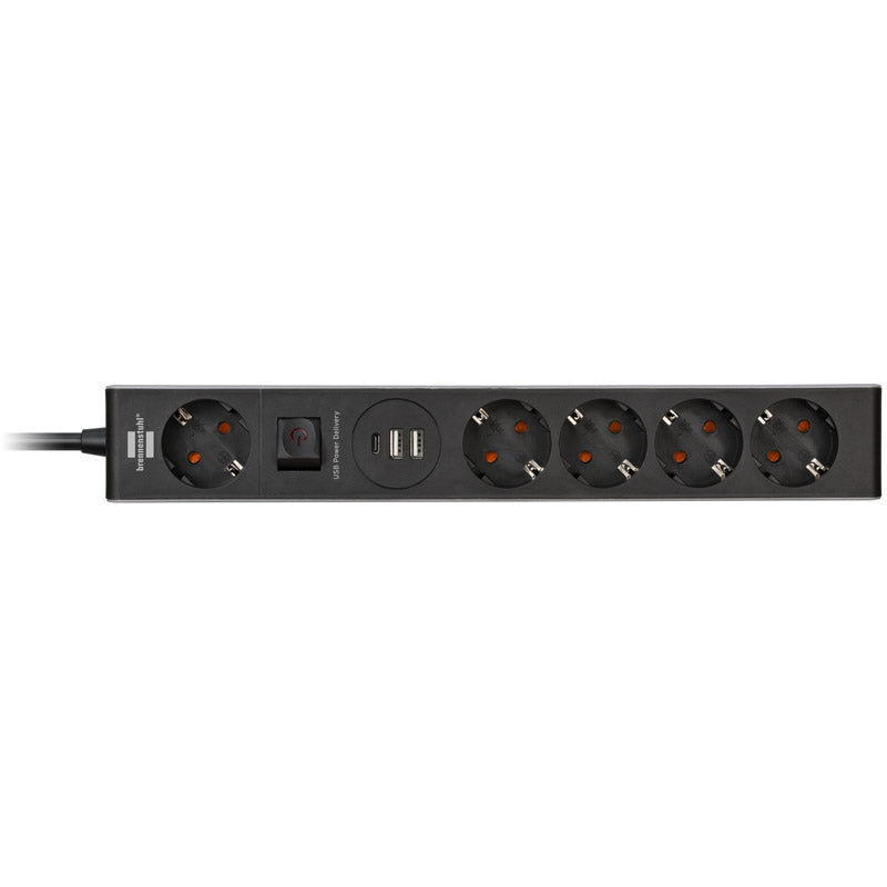 Brennenstuhl Steckdosenleiste 5-fach, 1x USB-C, 2x USB-A - schwarz