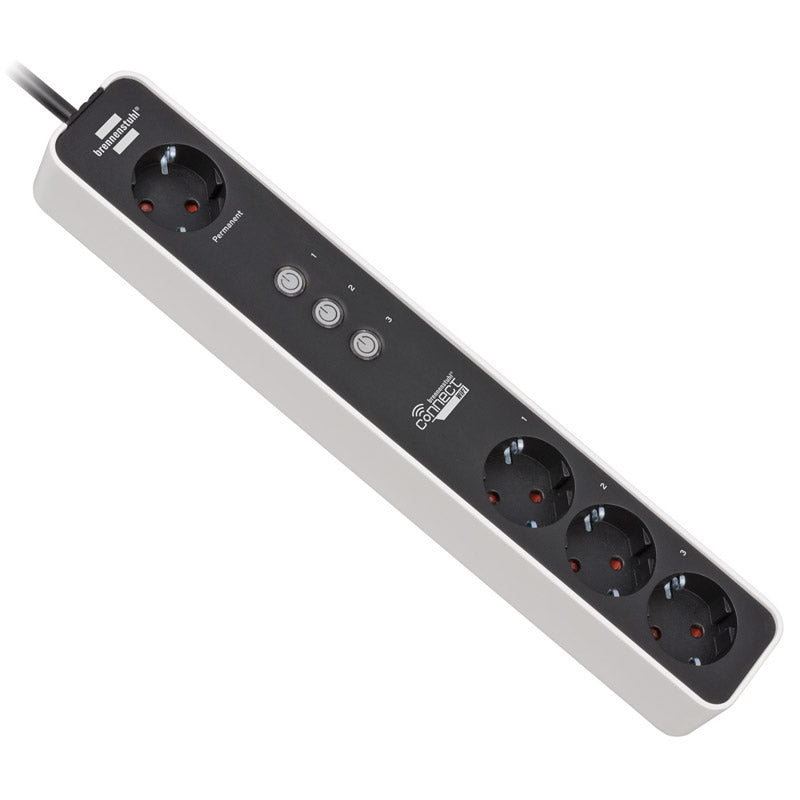 Brennenstuhl Connect Ecolor WLAN Steckdose, 4-fach - schwarz/weiß