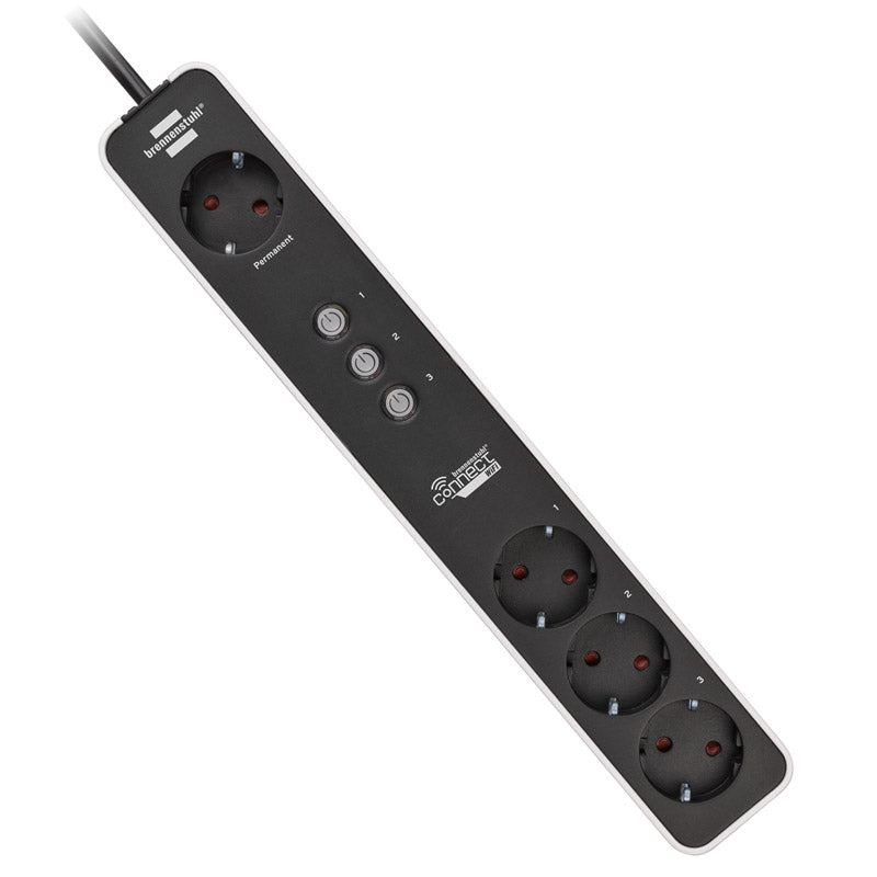 Brennenstuhl Connect Ecolor WLAN Steckdose, 4-fach - schwarz/weiß