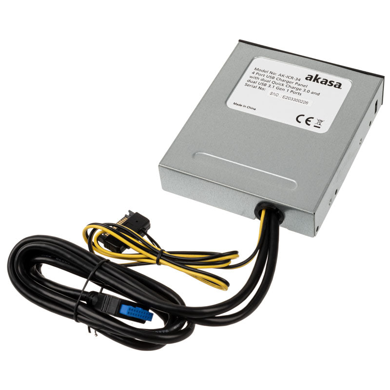 Akasa USB 3.1 Gen2 und Quick Charge Panel 3,5 Zoll - schwarz