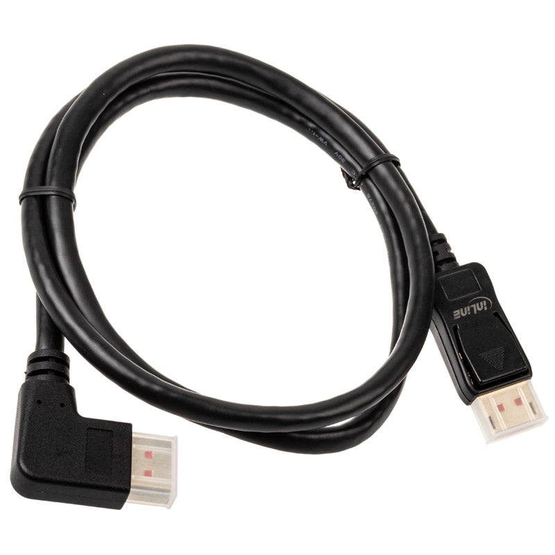 InLine 8K (UHD-2) DisplayPort Kabel, rechts gewinkelt, schwarz - 1m