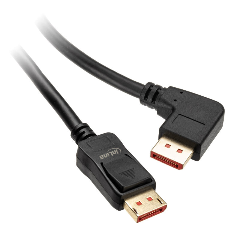 InLine 8K (UHD-2) DisplayPort Kabel, rechts gewinkelt, schwarz - 5m