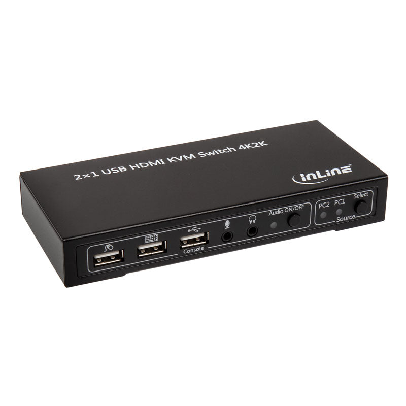 InLine KVM Switch, 2-Fach HDMI 4K2K mit Audio