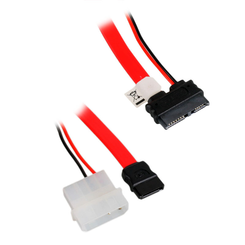 Akasa SATA 2 Kombokabel (Daten und Strom) 20cm - red