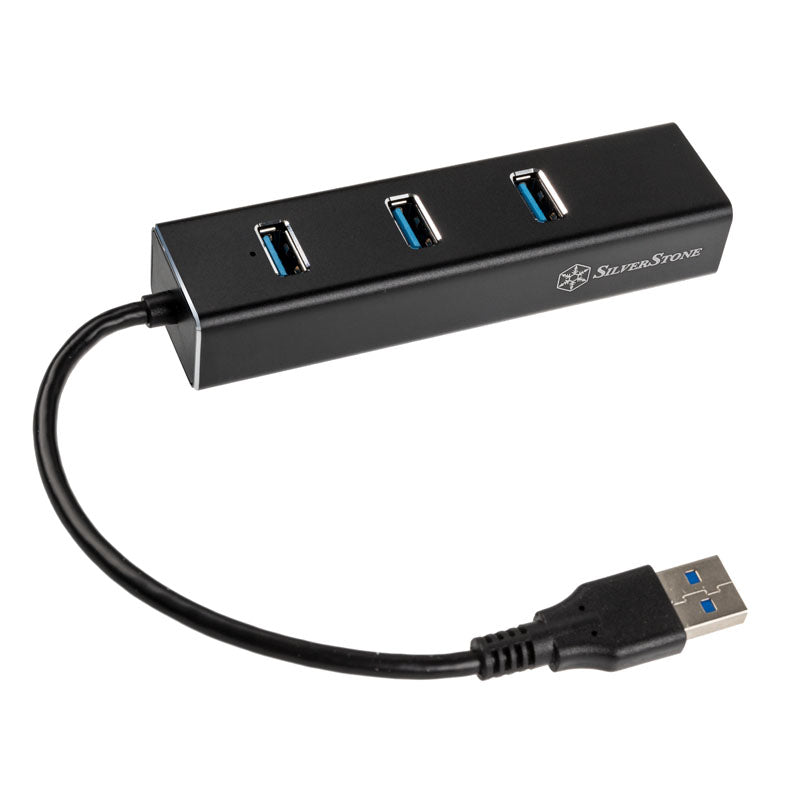 SilverStone SST-EP04 3-Port USB 3.0 Hub mit Gigabit Ethernet - schwarz