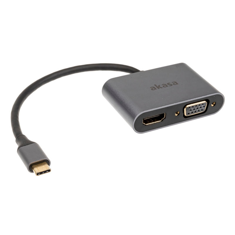 Akasa USB Typ C 2-In-1 Display-Adapter - silber