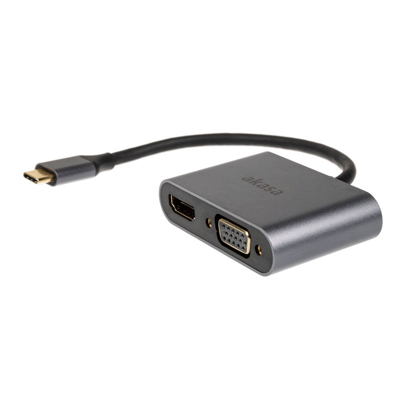 Akasa USB Typ C 2-In-1 Display-Adapter - silber