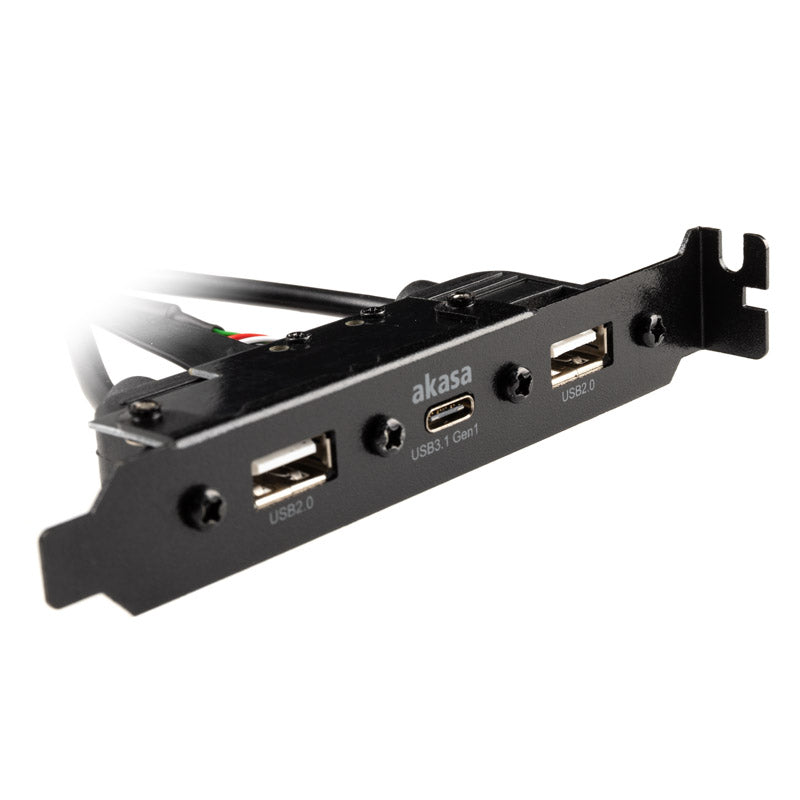 Akasa Internes USB 3.0/2.0 auf externes USB-C und 2x USB 2.0 Typ-A Adapterkabel - 40cm, schwarz
