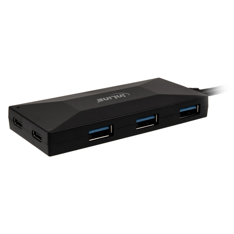 InLine USB 3.2 Gen 1 Hub, USB Typ-C, 3 Port Typ-A, 2 Port Typ-C, 3A Netzteil - schwarz