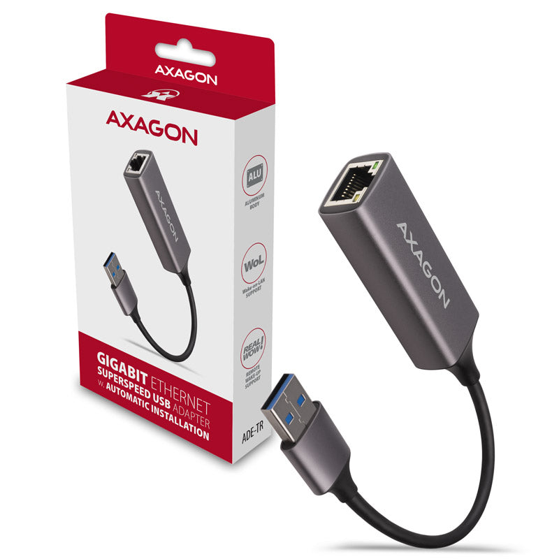 AXAGON ADE-TR Gigabit Ethernet 10/100/1000 Adapter - USB 3.1 Typ A, Titangrau