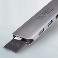 AXAGON HMC-5 USB-C-Hub, 2x USB-A, HDMI, 2x USB-C 3.2 Gen 1, 1x SD, 1x microSD, silber