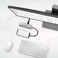 AXAGON HMC-5 USB-C-Hub, 2x USB-A, HDMI, 2x USB-C 3.2 Gen 1, 1x SD, 1x microSD, silber
