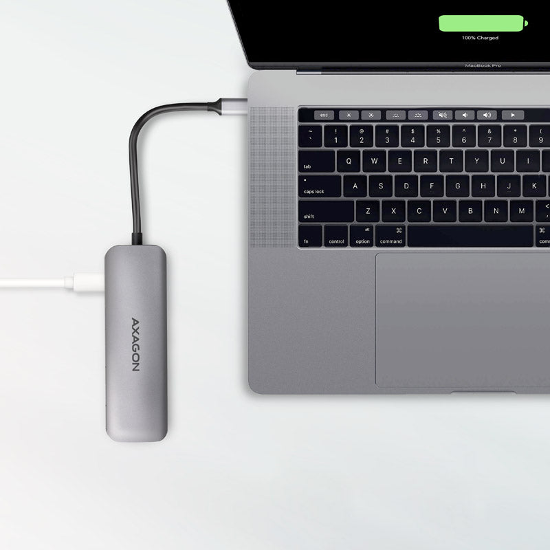 AXAGON HMC-5 USB-C-Hub, 2x USB-A, HDMI, 2x USB-C 3.2 Gen 1, 1x SD, 1x microSD, silber