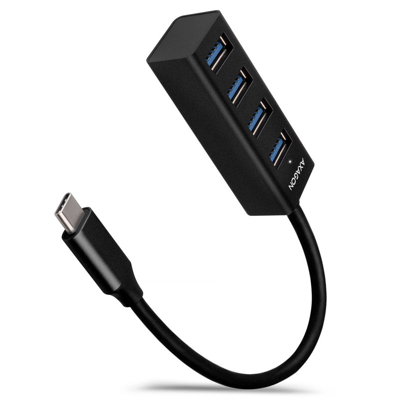 AXAGON HUE-M1C Superspeed USB-C Mini Hub, 4x USB 3.0 - 20cm, schwarz