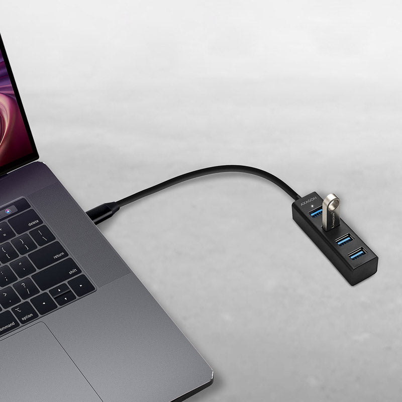 AXAGON HUE-M1C Superspeed USB-C Mini Hub, 4x USB 3.0 - 20cm, schwarz