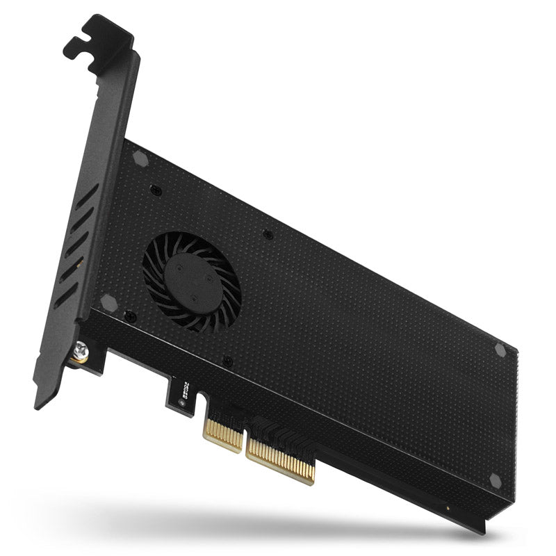 AXAGON PCEM2-DC PCIe-3.0-x4-Adapter, 1x M.2-NVMe, 1x M.2-SATA, bis 22110 - aktive Kühlung