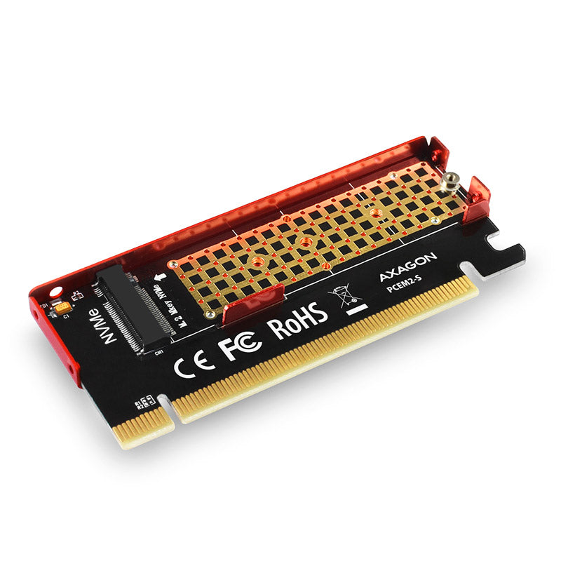 AXAGON PCEM2-S PCIe-3.0-x16-Adapter, 1x M.2-NVMe-SSD, bis 2280 - passive Kühlung