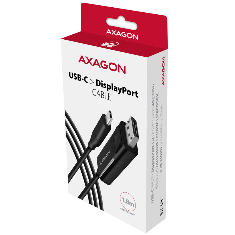 AXAGON RVC-DPC USB-C auf DisplayPort-Kabel, 1,8 m, 4K/60Hz - schwarz