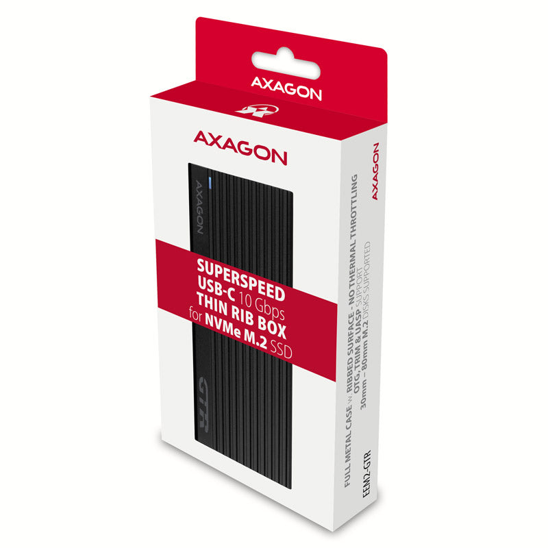 AXAGON EEM2-GTR externes Gehäuse für M.2 SSDs USB-C 3.2 Gen 2, schwarz