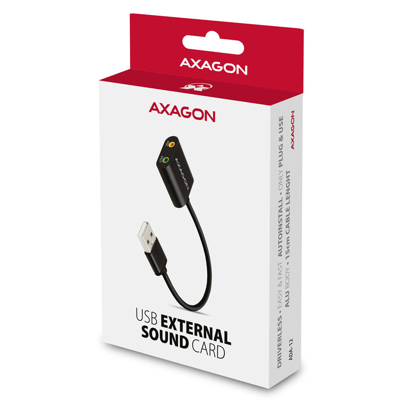 AXAGON ADA-12 USB 2.0, Stereo Audio Mini-Adapter, 15 cm Kabellänge