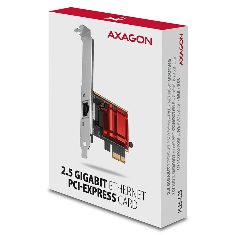 AXAGON PCEE-G25 PCIe-Adapter 2,5 Gigabit Ethernet, Realtek 8125 - RJ45
