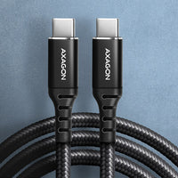 AXAGON BUCM-CM20AB USB-C zu USB-C 2.0 Kabel, 2m, PD 60W, 3A, geflochten - schwarz