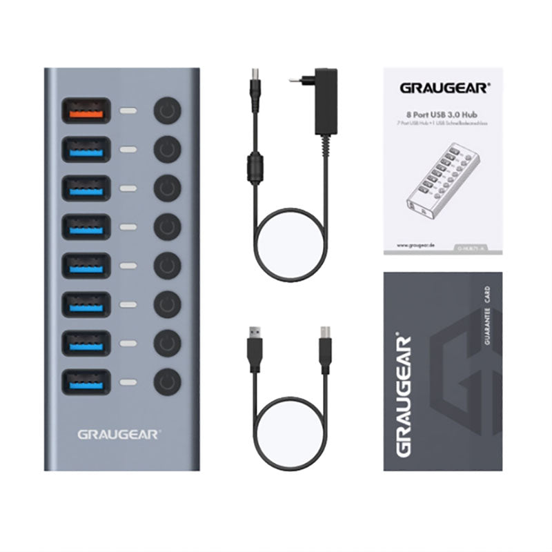Graugear 7-Port USB-A 3.0 HUB + 1x Ladeport