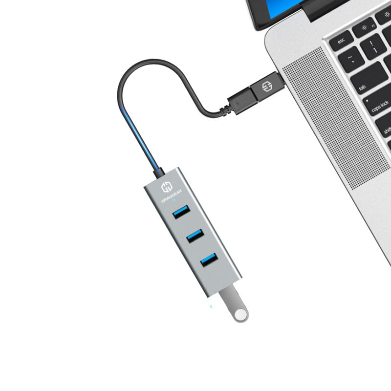 Graugear USB-HUB, 4 Ports, inkl. USB-C-Adapter