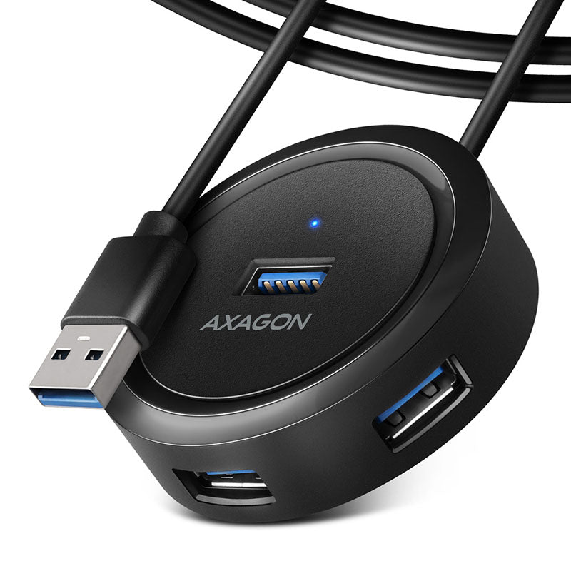 AXAGON HUE-P1AL 4x USB 3.2 Gen 1, runder Hub, 1,2 m USB-A Kabel