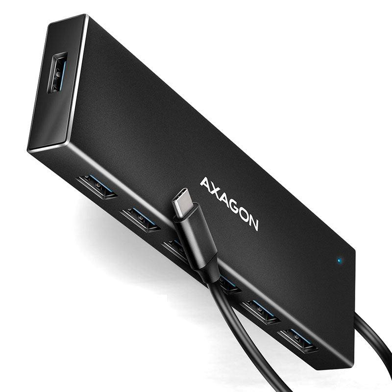 AXAGON HUE-F7C 7x USB 3.2 Gen 1 Aluminium Flat Hub, 30 cm USB-C-Kabel