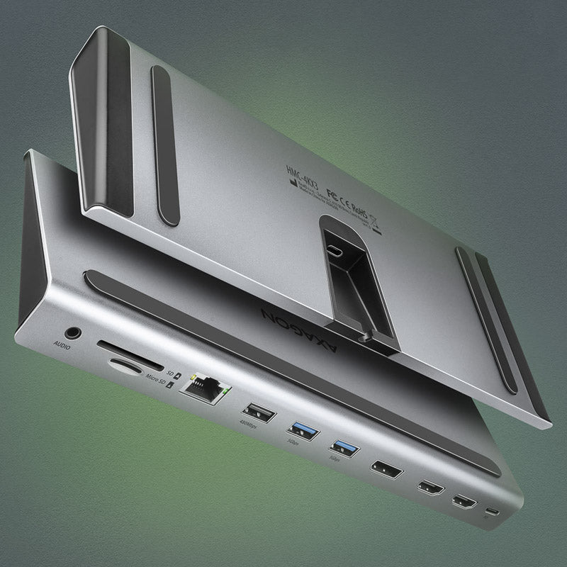 AXAGON HMC-4KX3 USB 3.0 Hub, MiniDP + 2x HDMI, LAN, PD, 3x USB-A, SD-Kartenleser, Audio